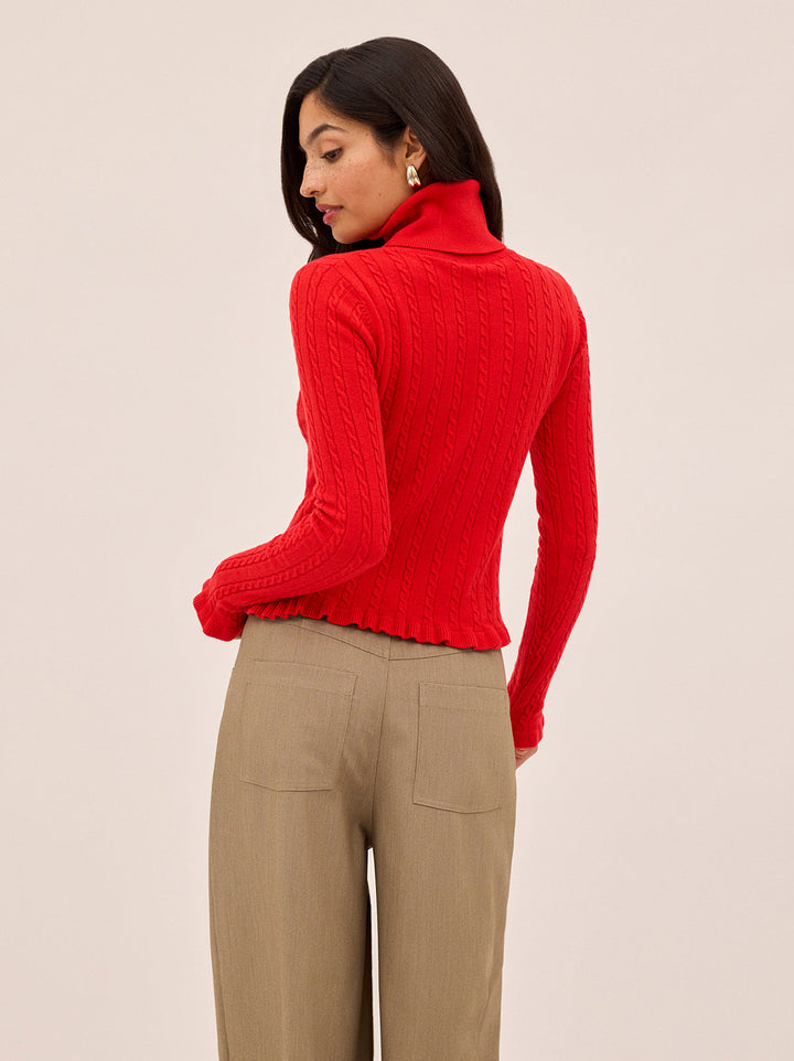 Nella Red Wool-Blend Roll Neck Jumper