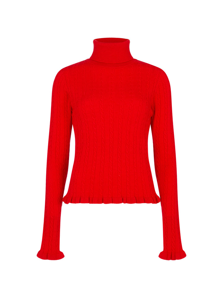 Nella Red Wool-Blend Roll Neck Jumper