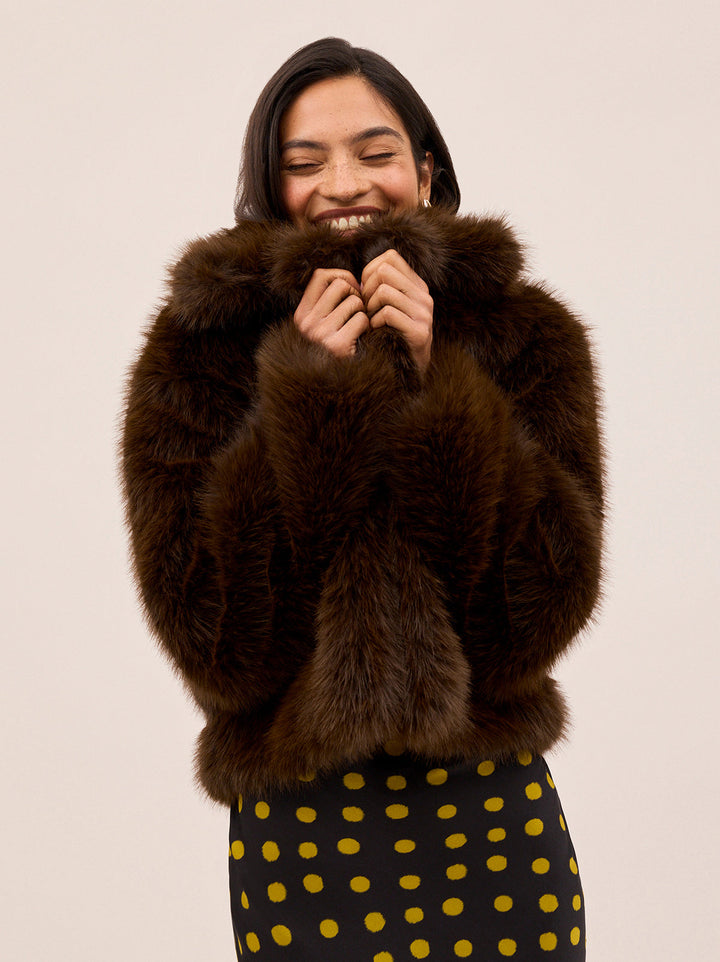 Noor Dark Chocolate Faux Fur Jacket