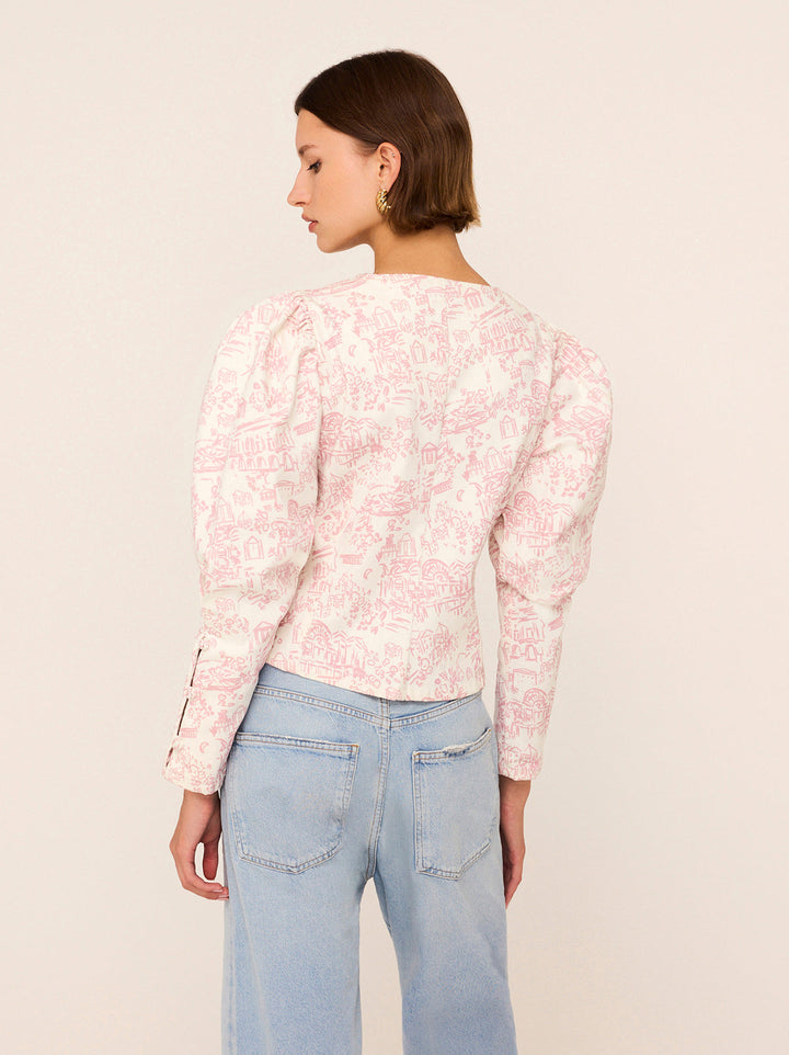 Olivia Pink Theatre Print Denim Top