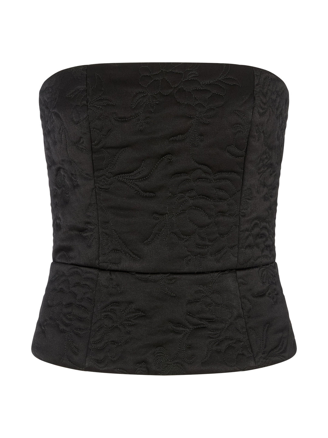 Petra Black Quilted Satin Bandeau Top