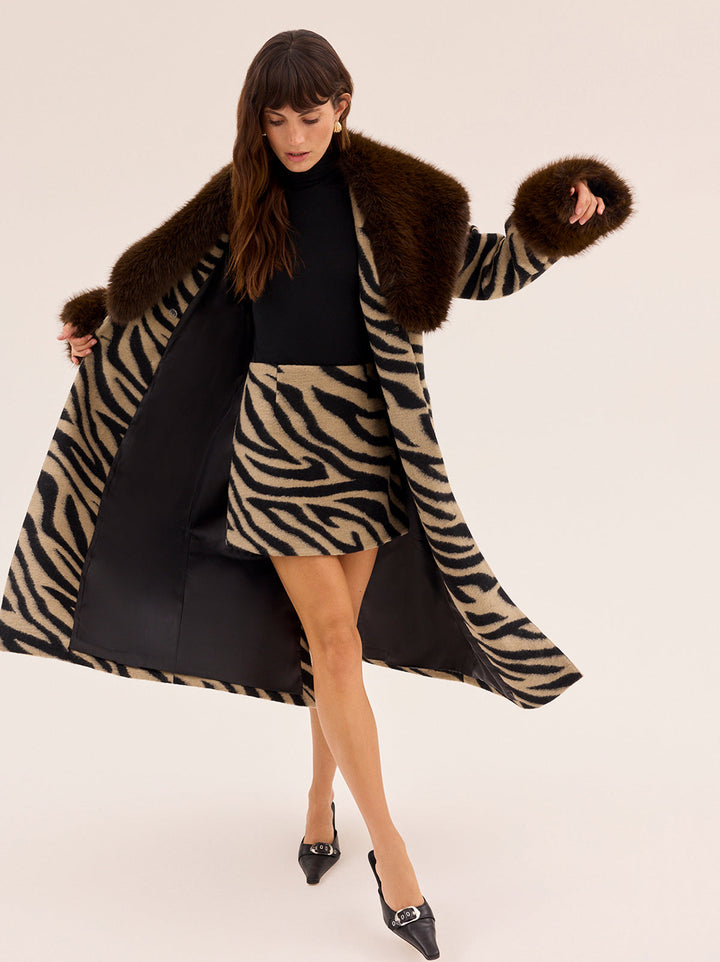 Lara Zebra Wool-Blend Coat