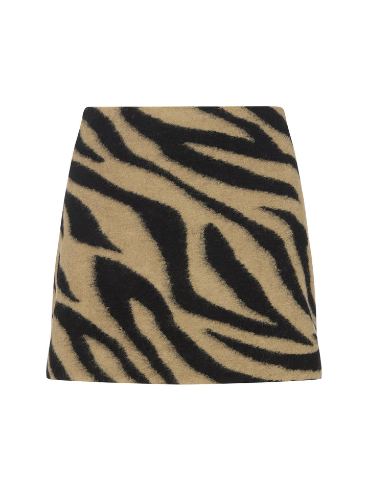 Rafaela Zebra Wool-Blend Mini Skirt