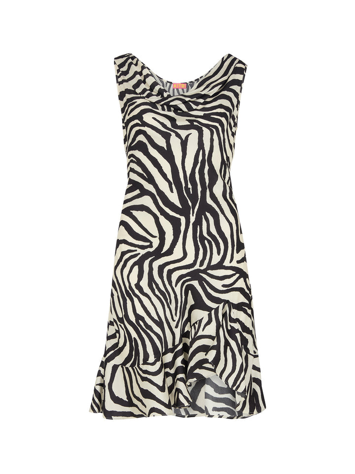 Roberta Zebra Print Satin Mini Dress