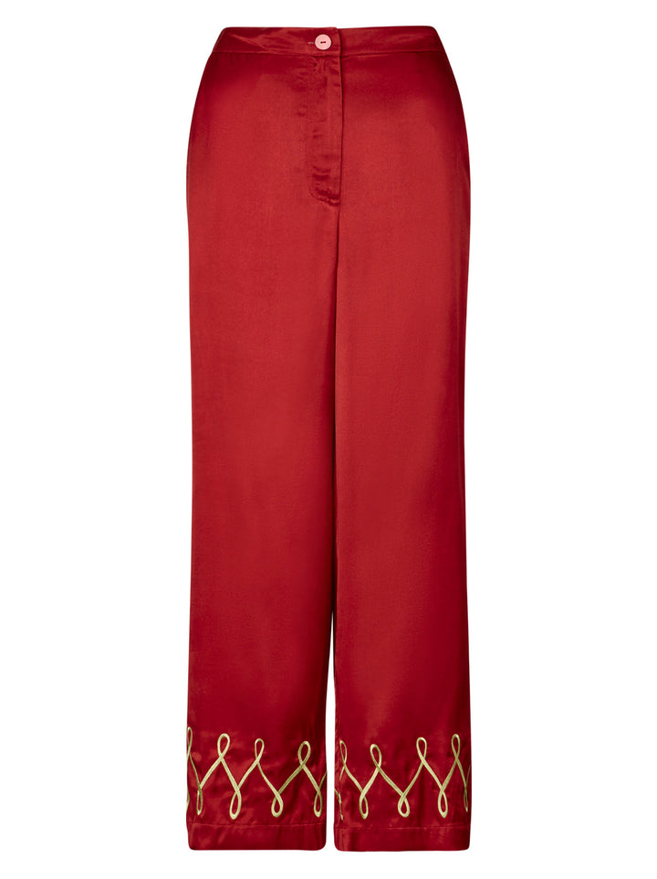 Romina Merlot Cygnus and Lyra Embroidered Trousers