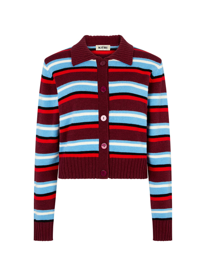 Romy Wool-Blend Striped Collared Cardigan