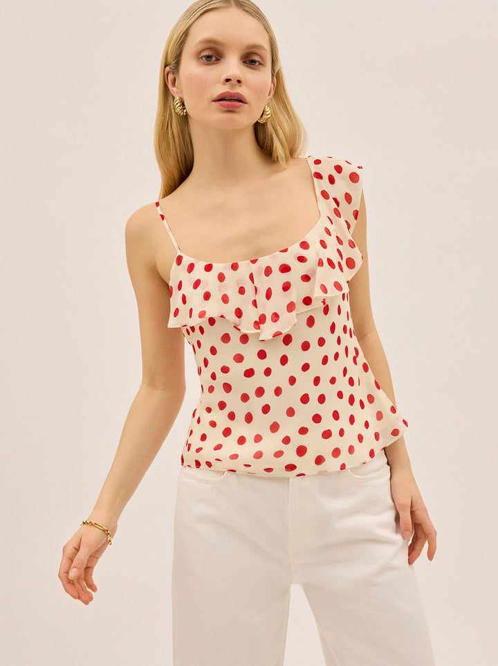 Rosaline Red Polka Dot Top