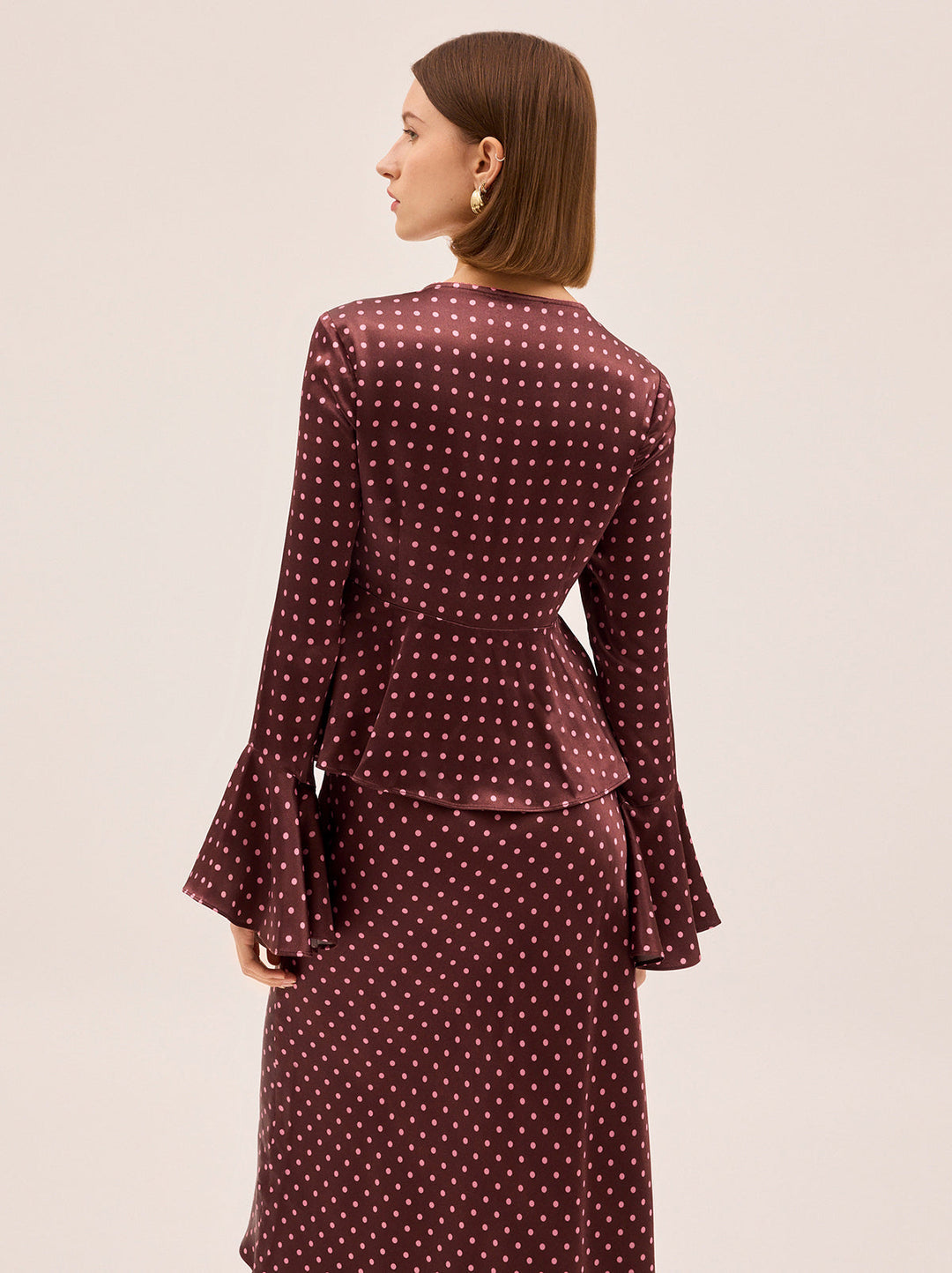Ursula Brown Pin Dot Print Top